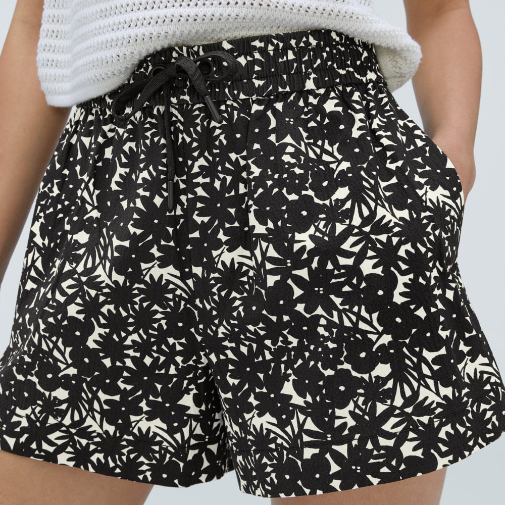 The Seersucker Boxer Short in Black / Canvas Floral — detail view