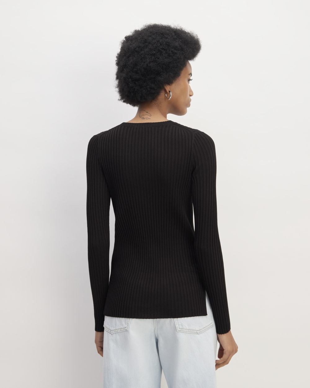 The Viscose Knit Crew in Black — detail view