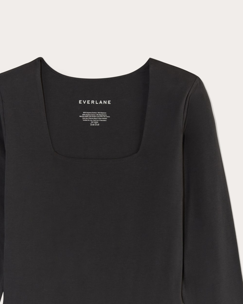 The Long-Sleeve Supima® Square-Neck Bodysuit in Black — detail view