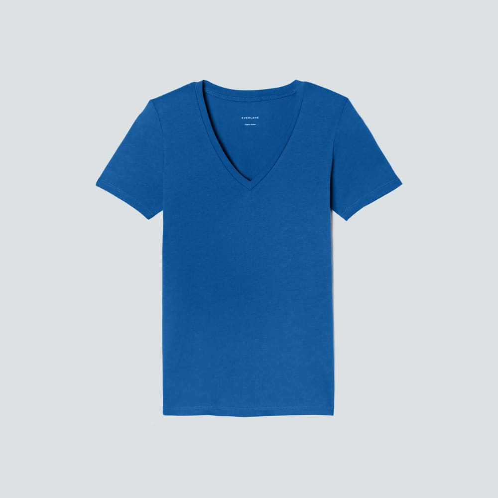The Organic Cotton V-Neck in Lapis Blue — alternate view