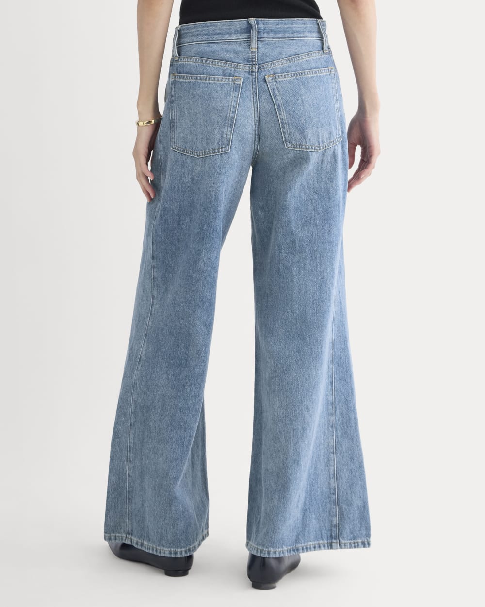 Paneled Ultra Wide-Leg Jean in Tungsten Scratch — detail view