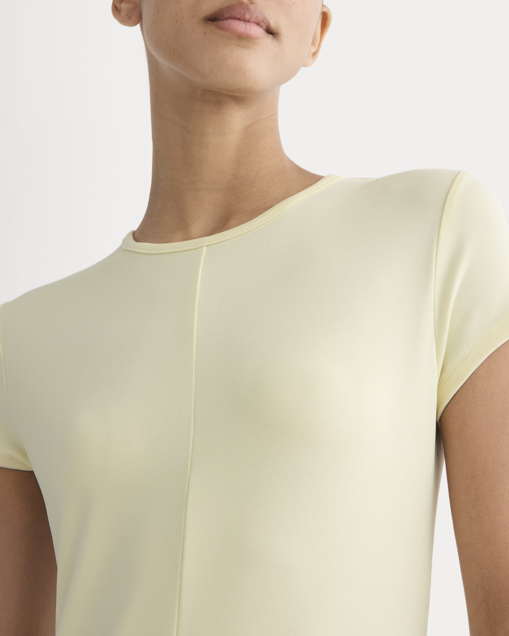 Midi Tee Dress in Butterknit in Light Yellow — detail view