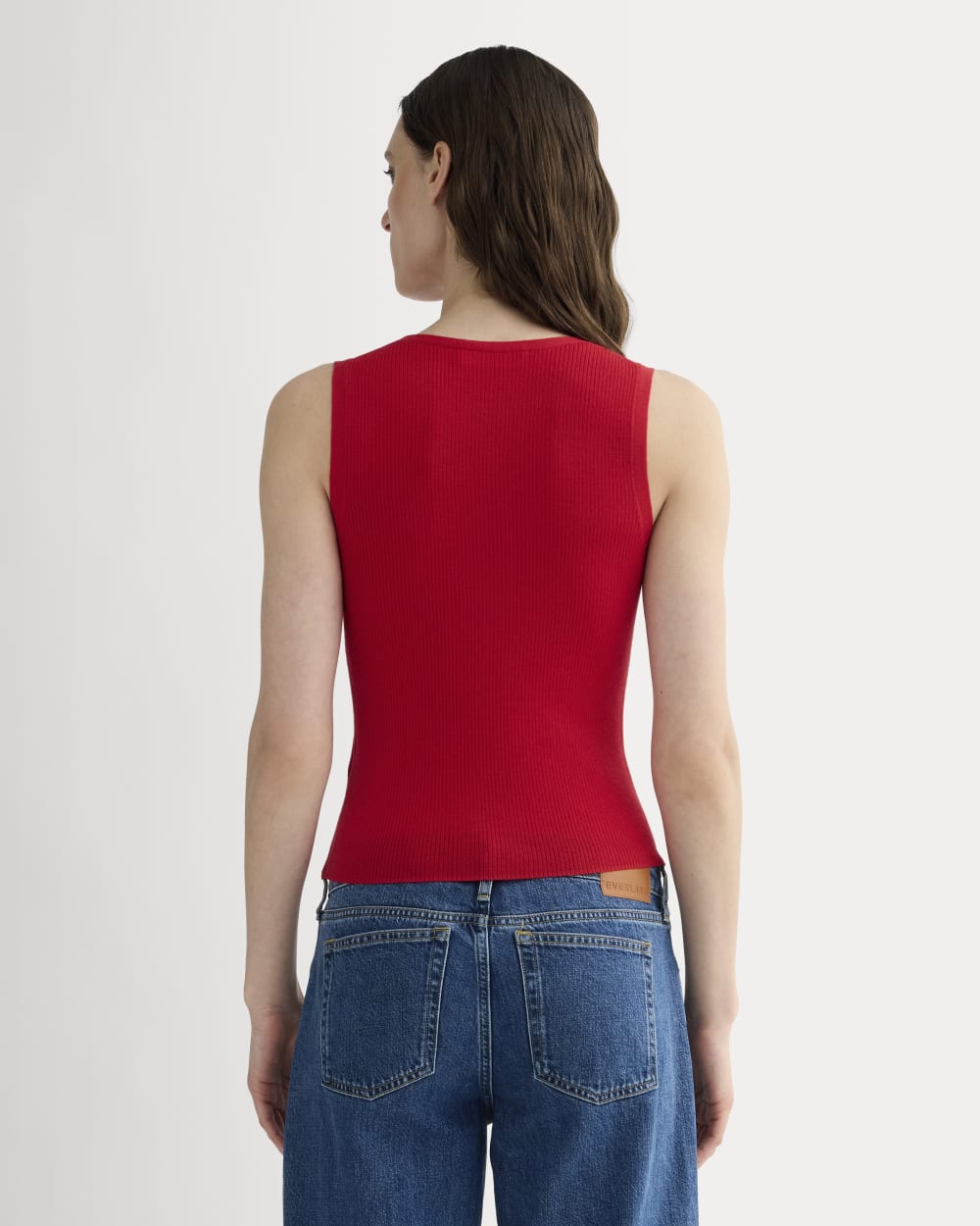 The Tank in Ultrasoft Merino in Classic Red — detail view