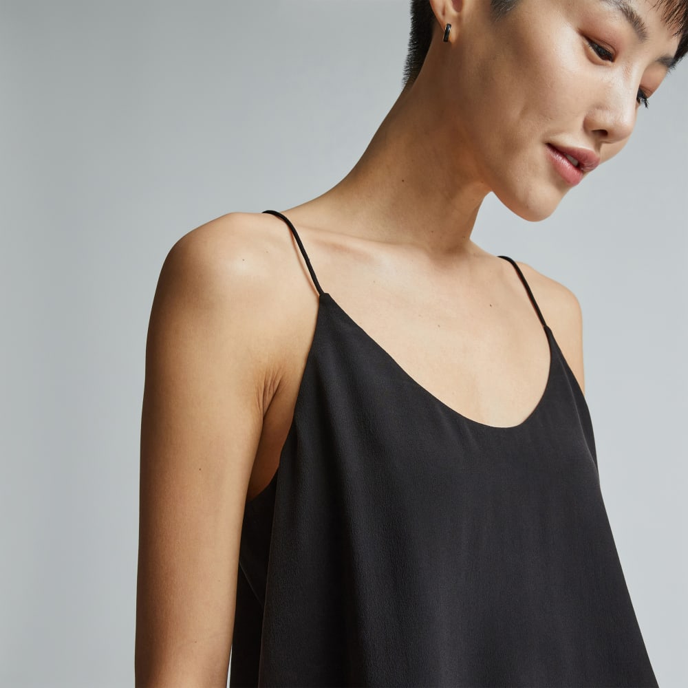 The Washable Clean Silk Cami in Black — detail view