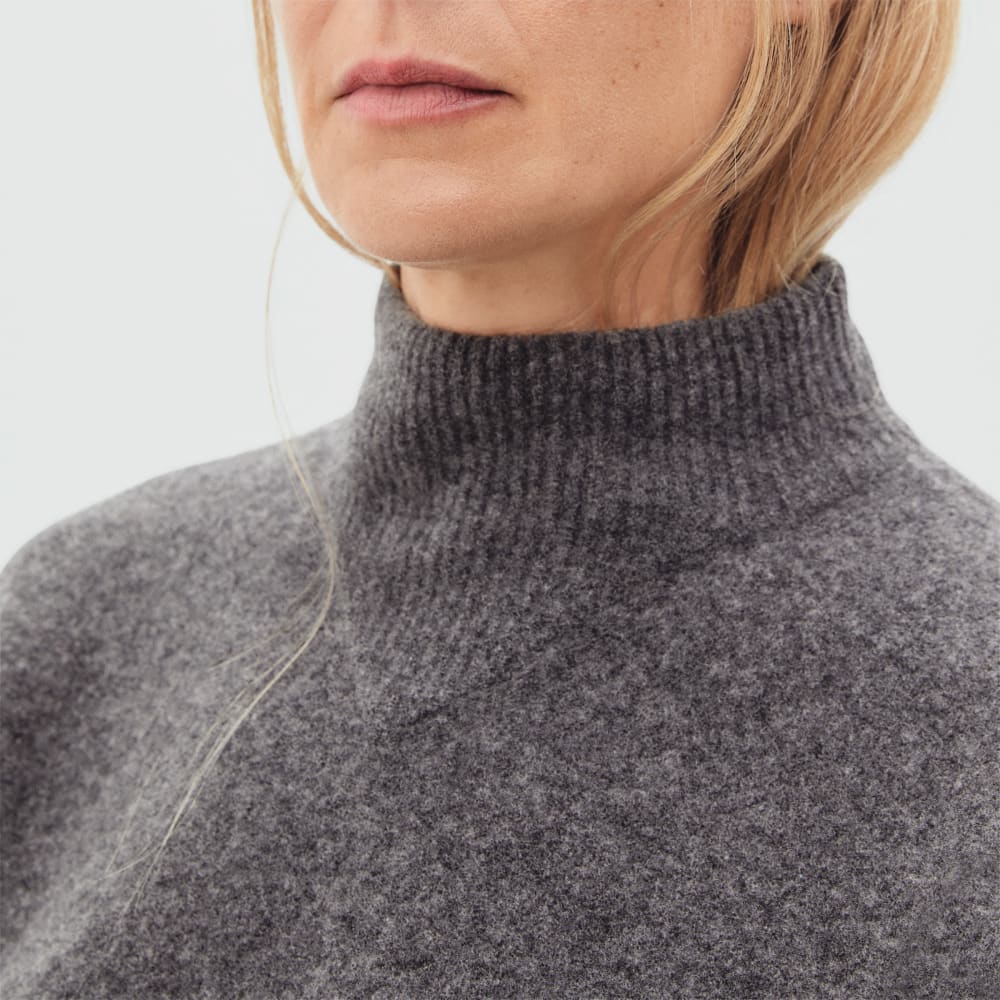 The Cozy-Stretch Pullover in Heathered Charcoal — detail view