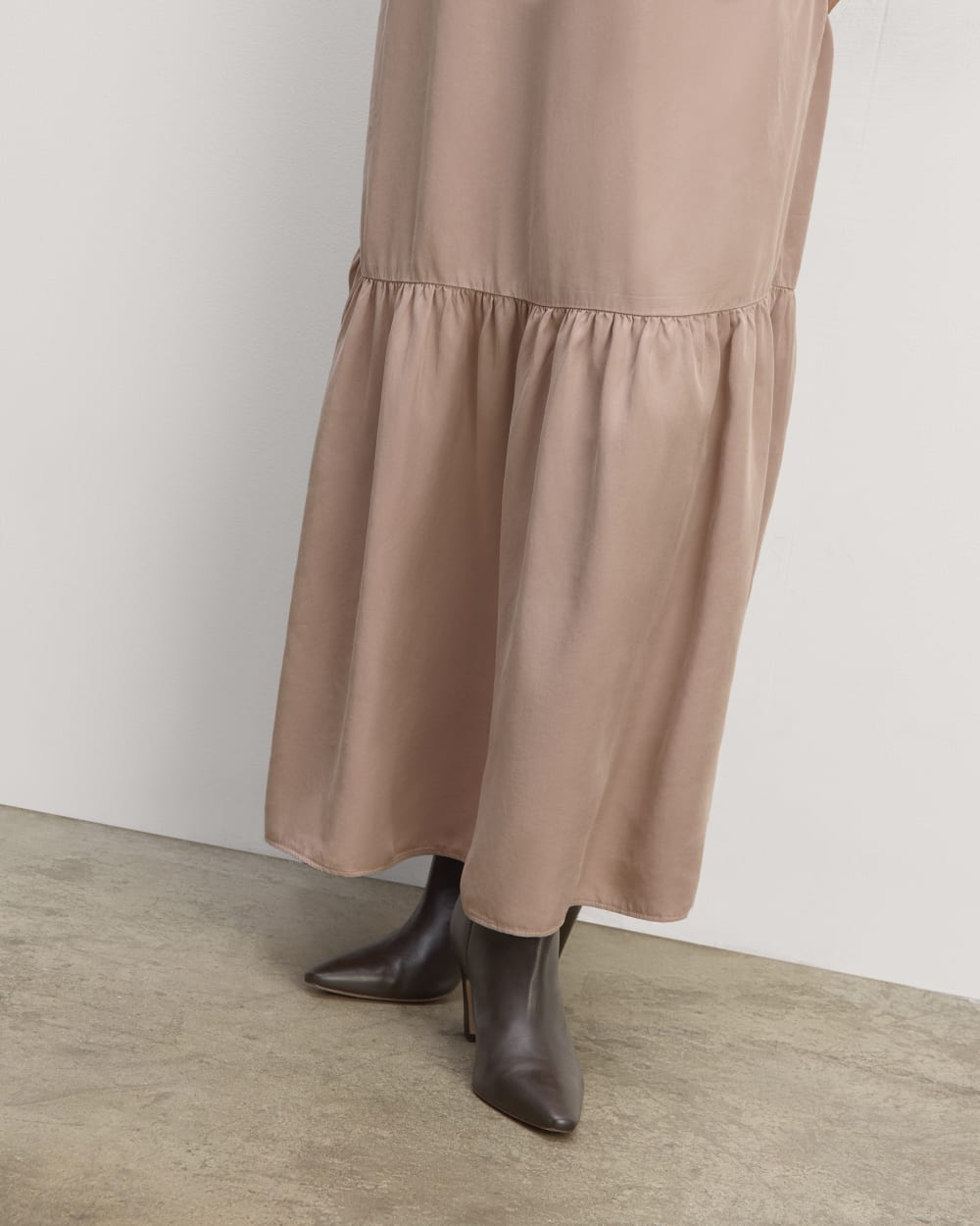 The Long Weekend Dress in Butterlite in Dusty Rose — detail view