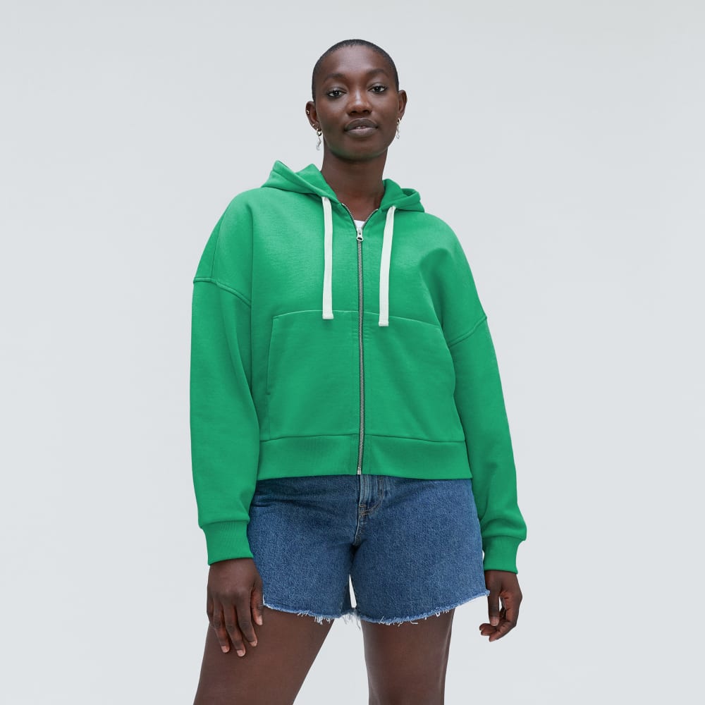The Track Organic Cotton Hoodie in Bright Jade — alternate view