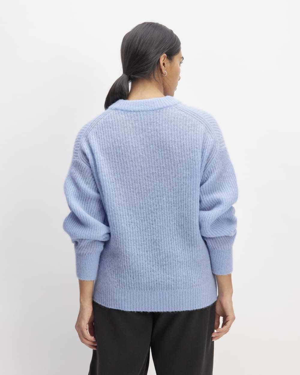 The Cocoon Crew in Alpaca in Chambray Blue — detail view