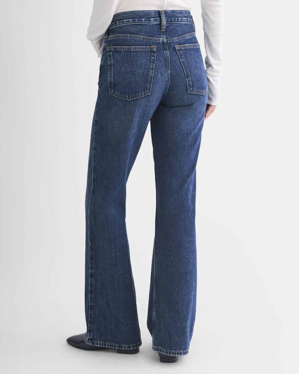 Relaxed Mid-Rise Bootcut Jean in Dark Indigo — detail view