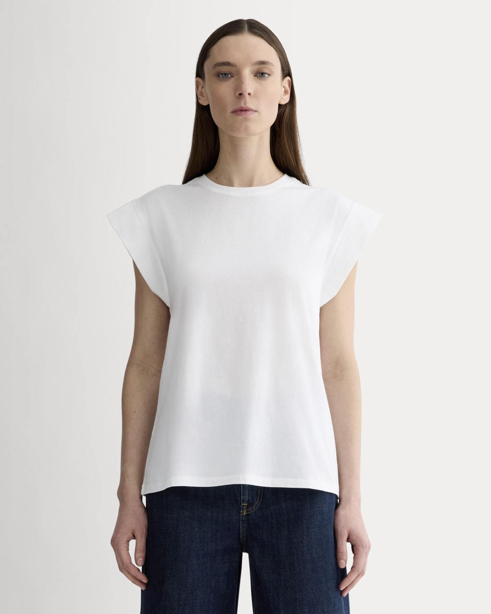 The Muscle Tee in Essential Cotton in White — front view