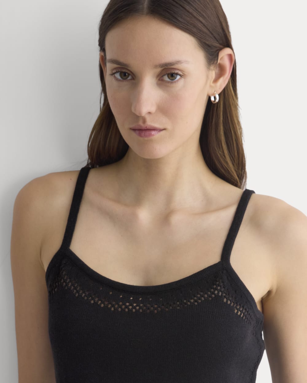 Lace-Knit Cami in Black — detail view