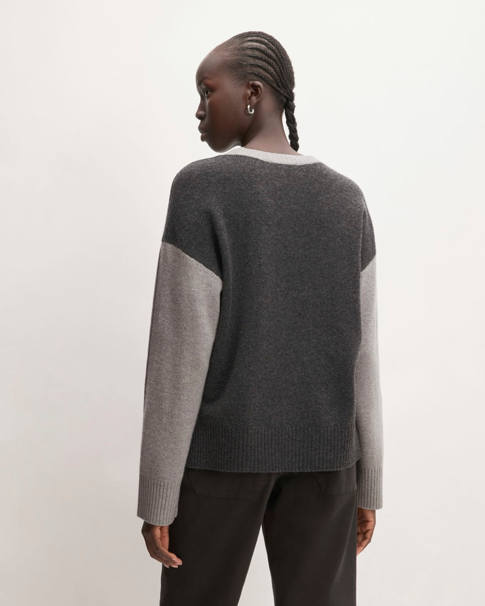 The Good Merino Wool Crewneck Sweater in Hare Grey / Graphite — detail view