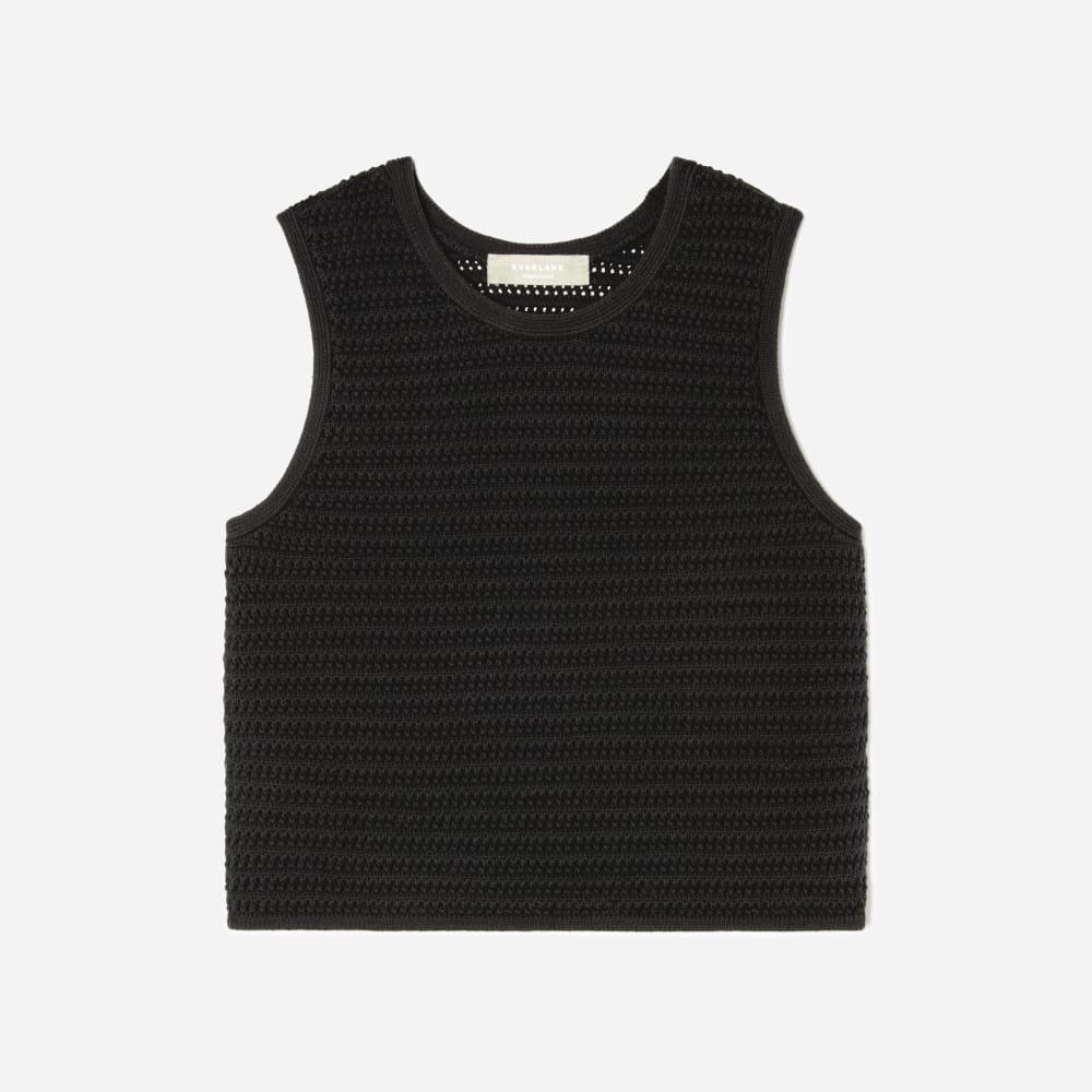 The Crochet Knit Cami in Black — front view