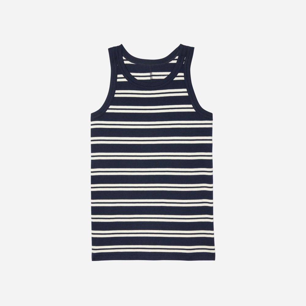 The Tank in Essential Cotton in Navy / Tan — front view