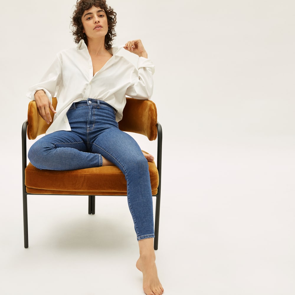 The Way-High® Clean Front Skinny Jean in Vintage Blue — detail view