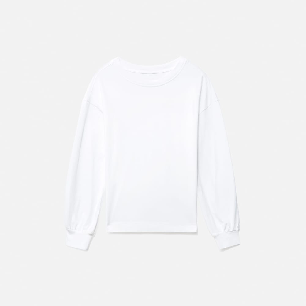 The Organic Cotton Long-Sleeve Tee in White — front view