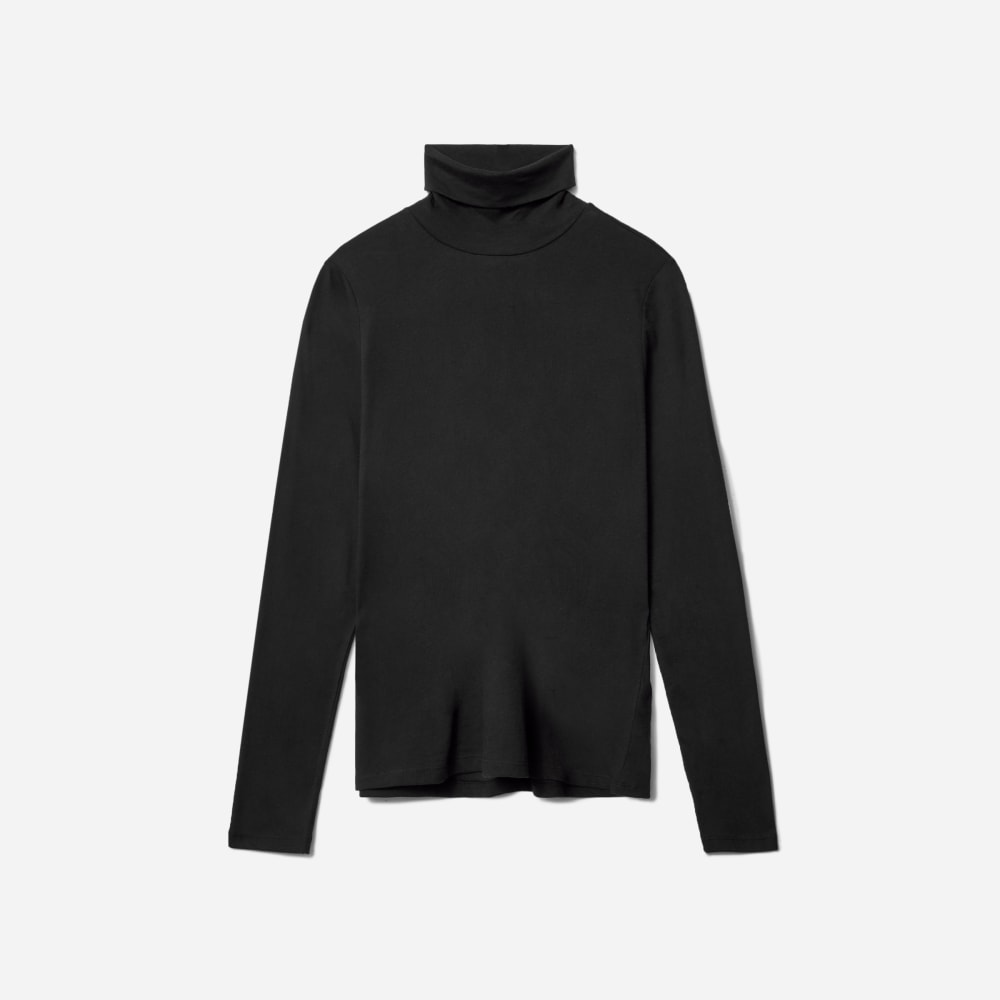 The Organic Cotton Turtleneck in Black — detail view