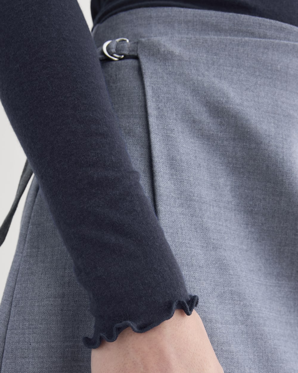 Sheer V-Neck Cardigan in Butterluxe in Deep Navy — detail view
