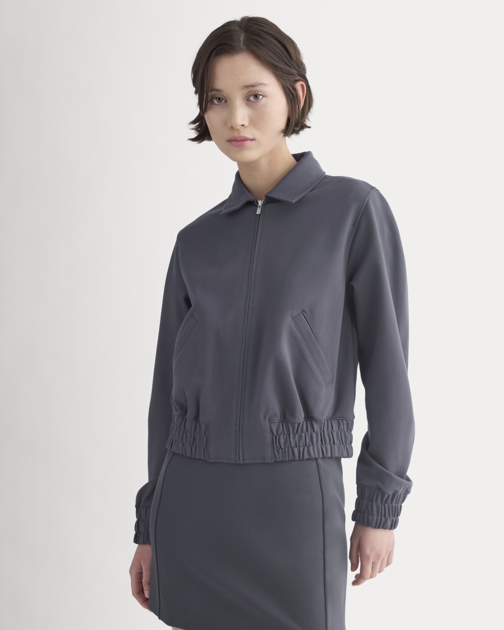 Ponte Aviator Jacket in Graphite — front view