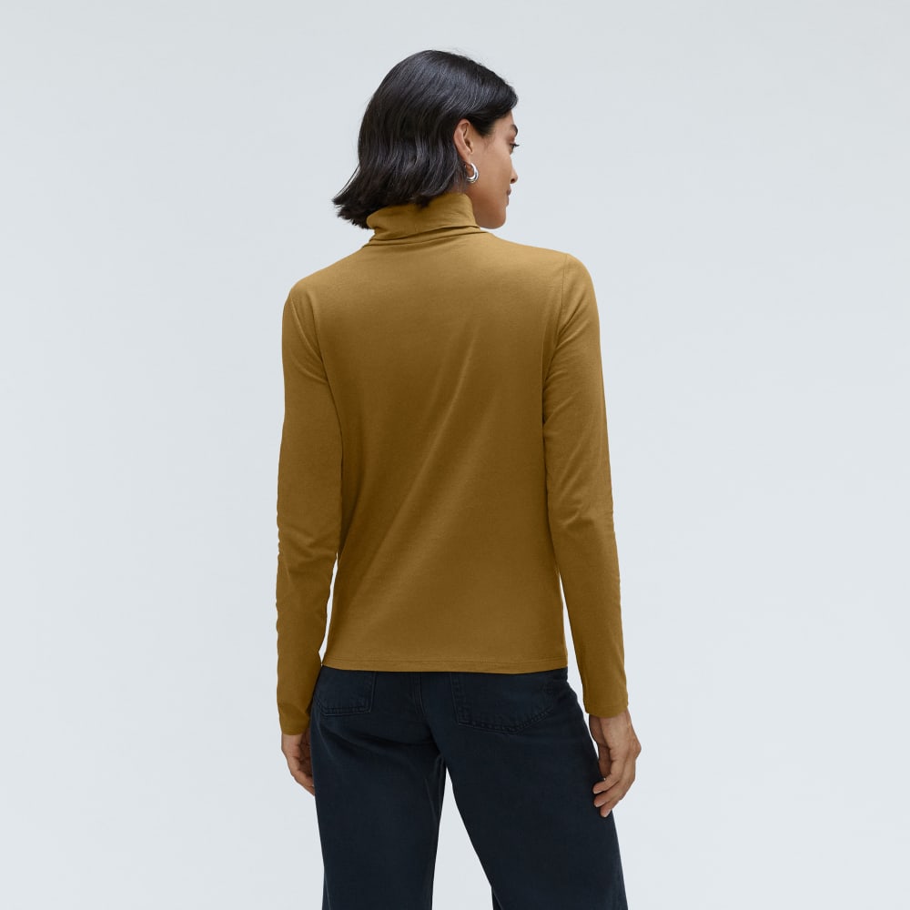 The Organic Cotton Turtleneck in Tapenade — detail view