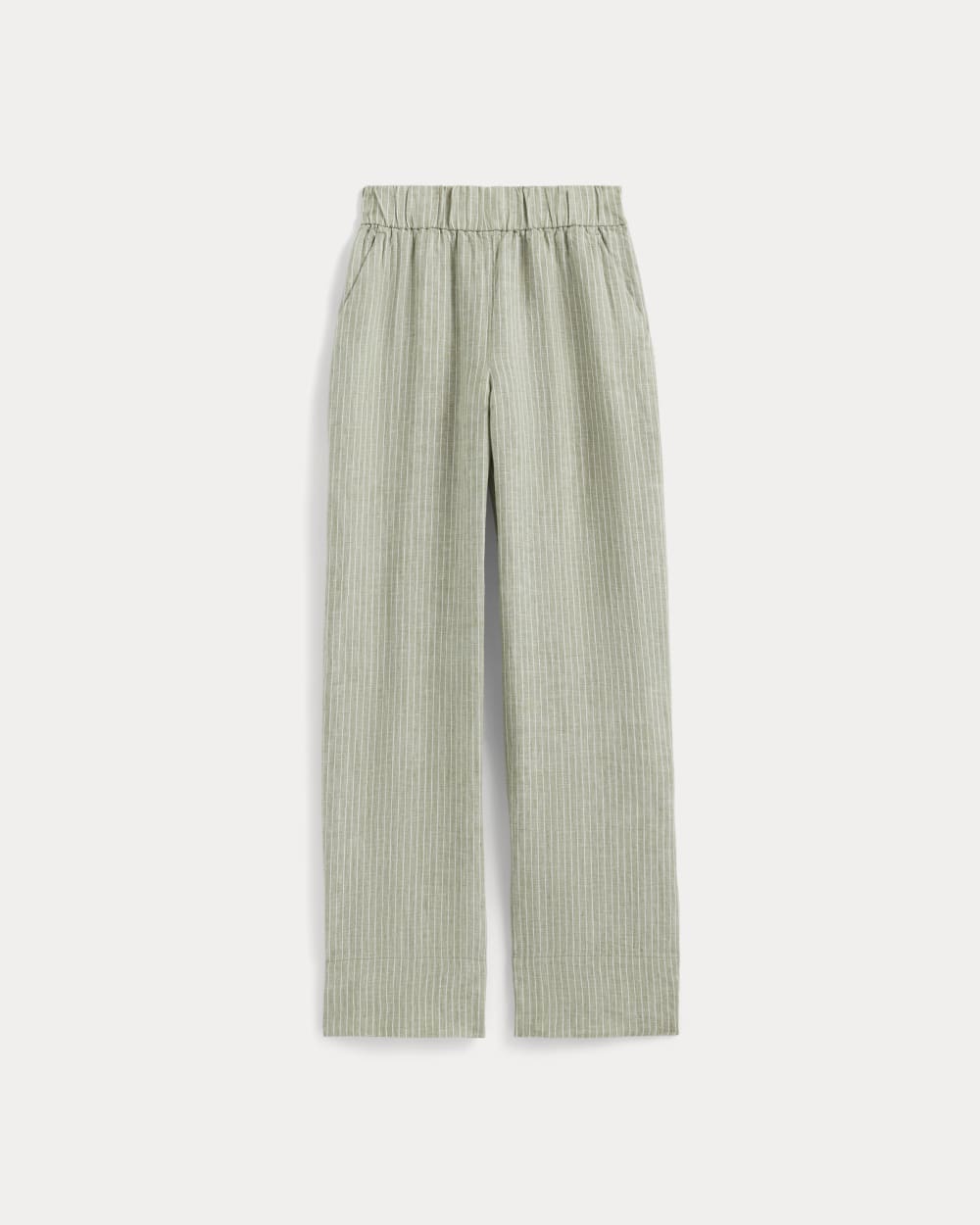 The Linen Easy Pant in Oil Green / White — alternate view