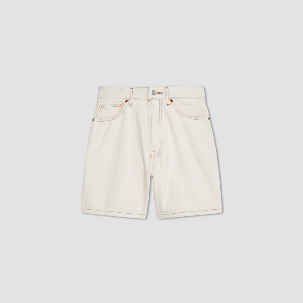 The A-Line Denim Short in Ecru — alternate view