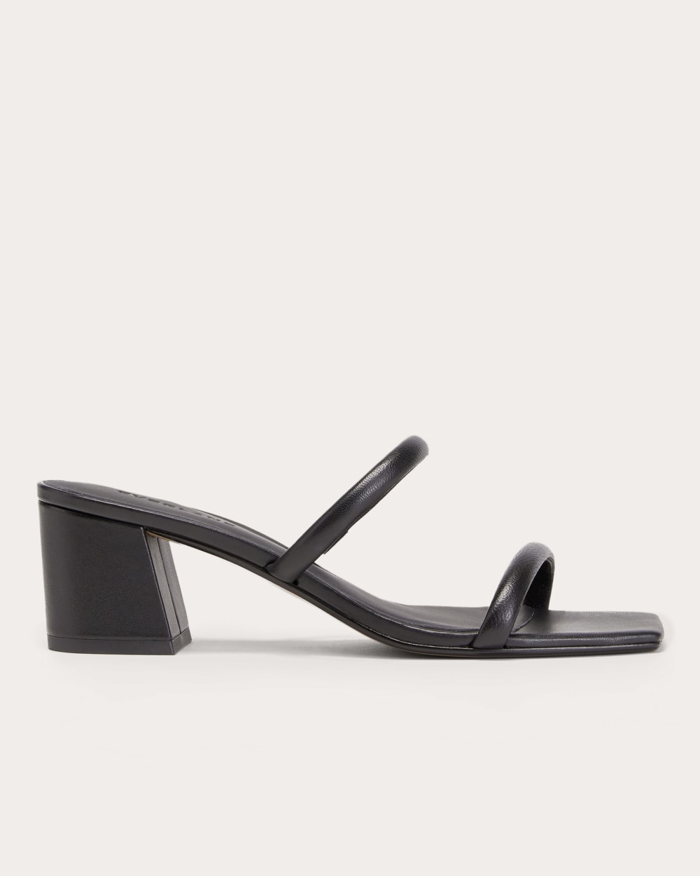 The Double Strap Heel in Black — front view