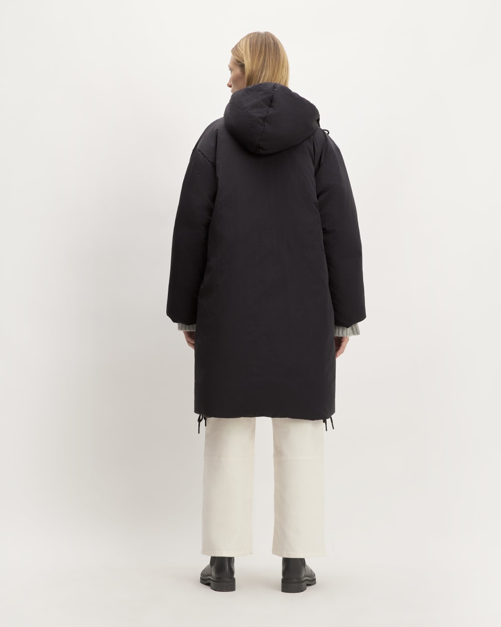 The Long Re:Down® Puffer in Black — detail view