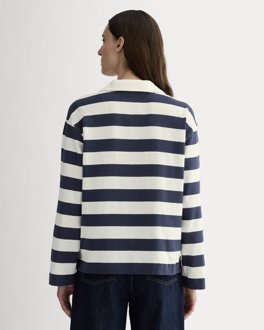 The Mariner Rugby Top in Navy / Bone — detail view