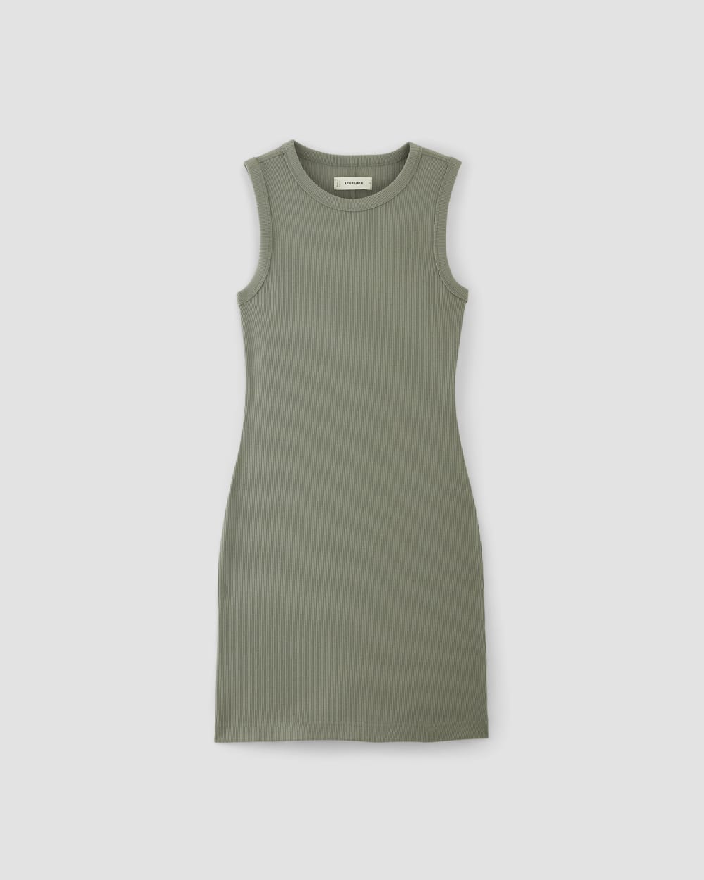 The Ribbed Mini Dress in Sage Green — alternate view