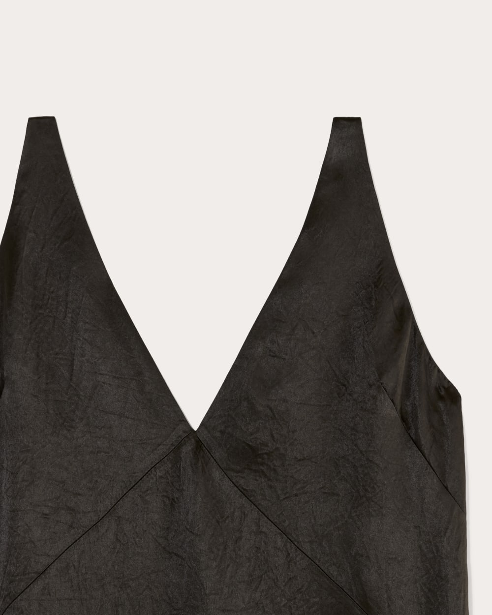 The Satin Slip Dress in Black — detail view