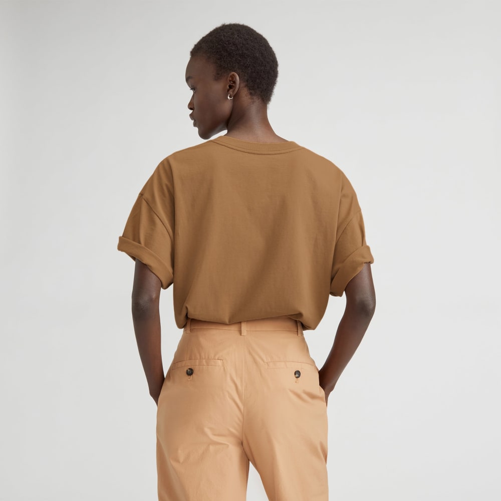 The Organic Cotton Relaxed Pocket Tee in Toasted Coconut — detail view