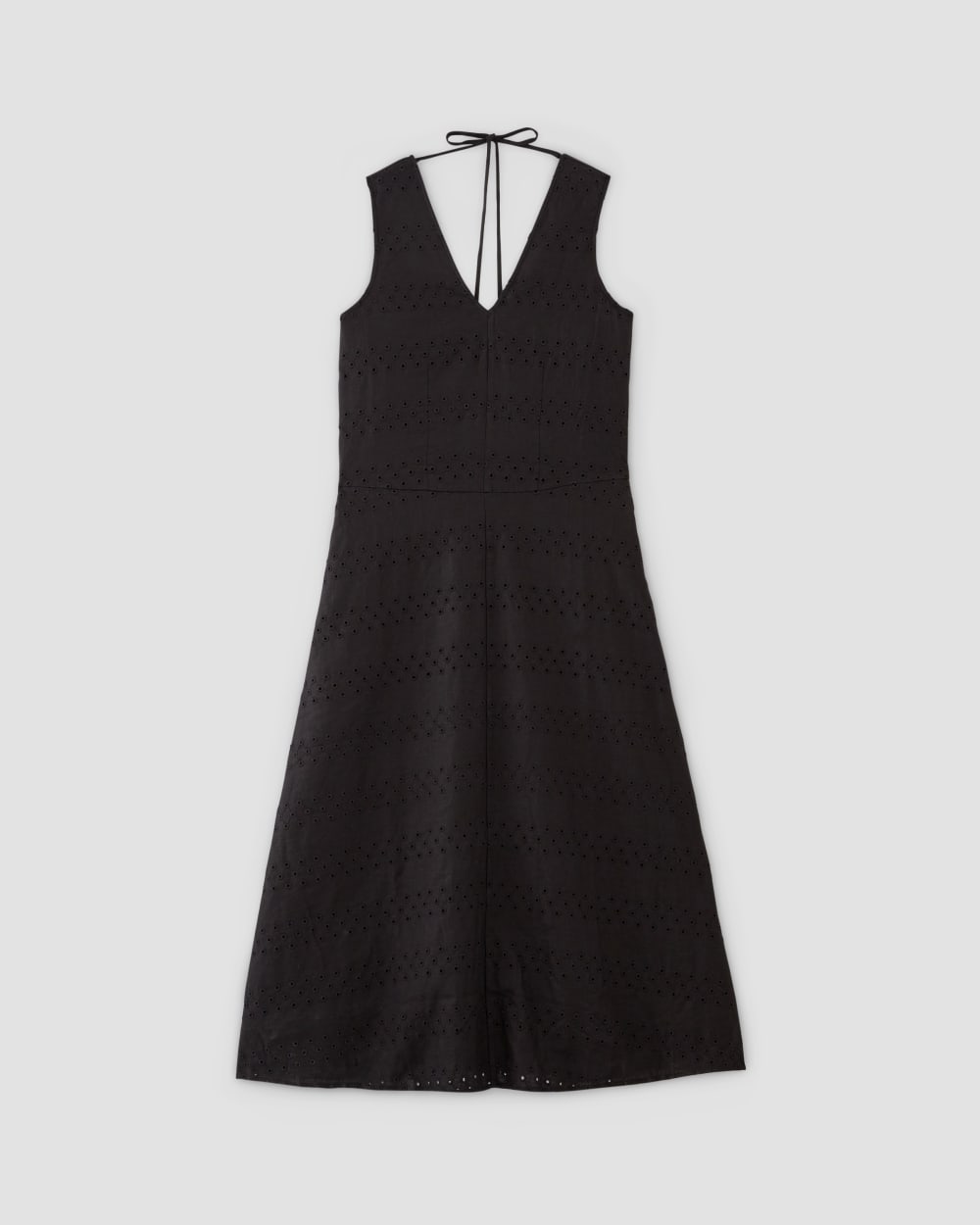 The Linen Eyelet Maxi Dress in Black Eyelet — alternate view