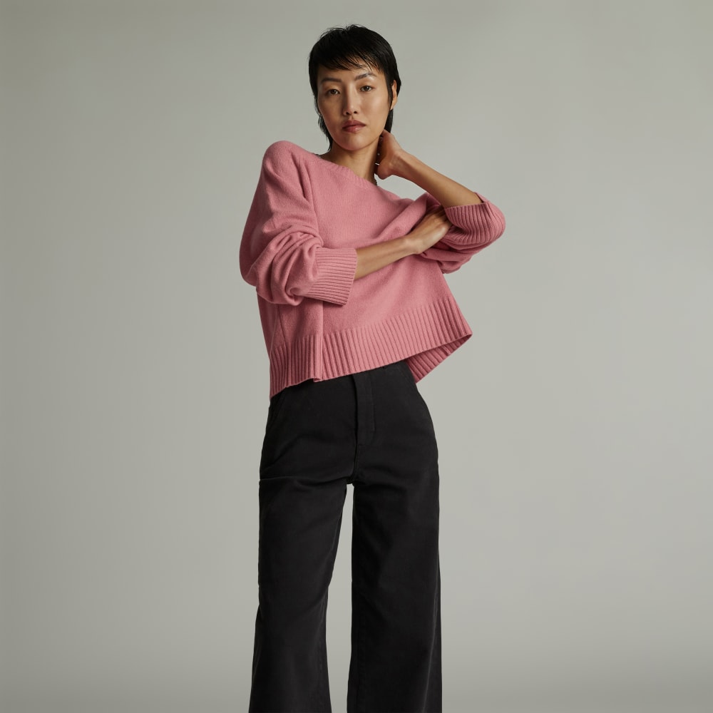 The Cashmere Boxy Crew in Bubblegum — detail view