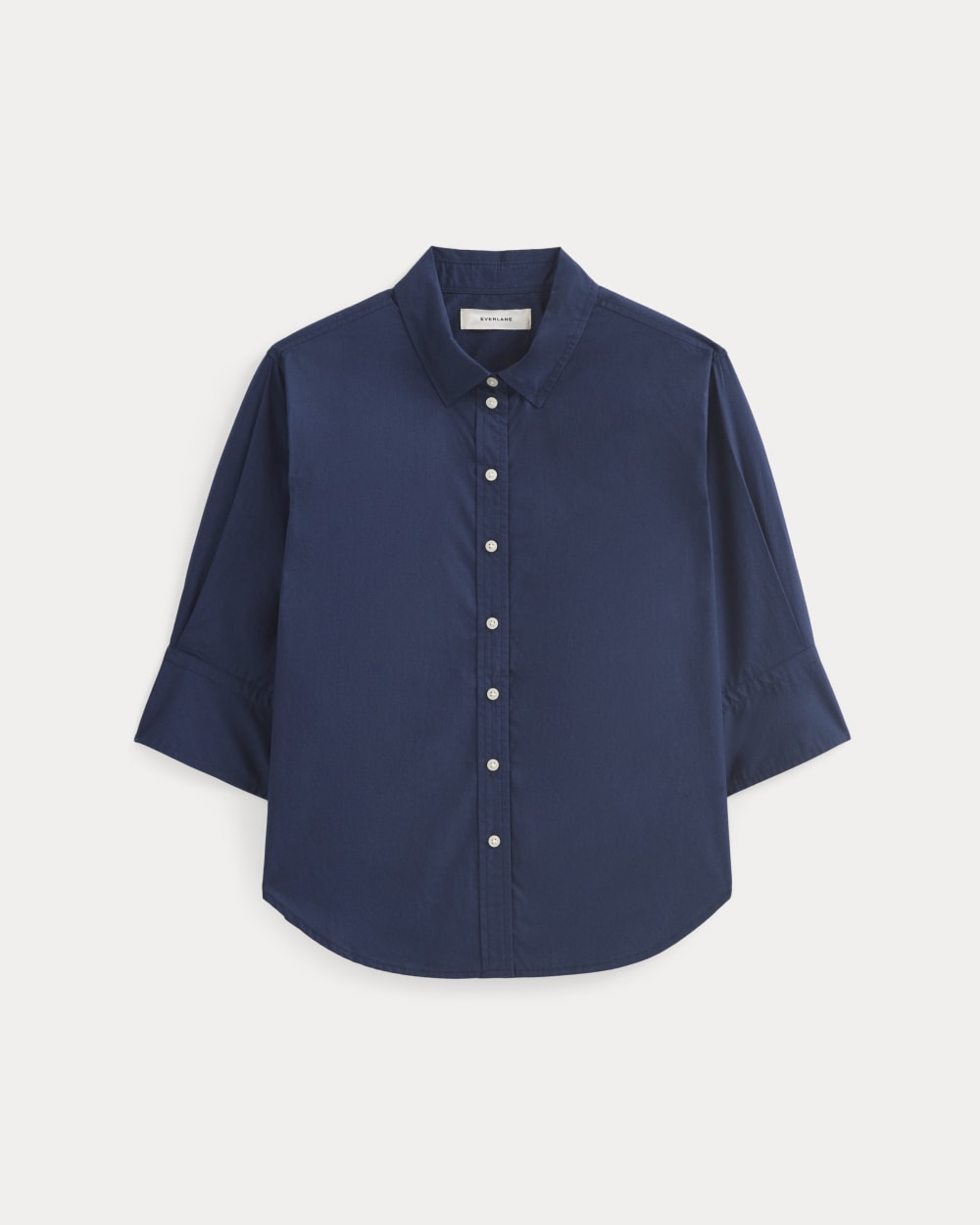 Cuff Detail Shirt in Lightweight Cotton in Navy — alternate view