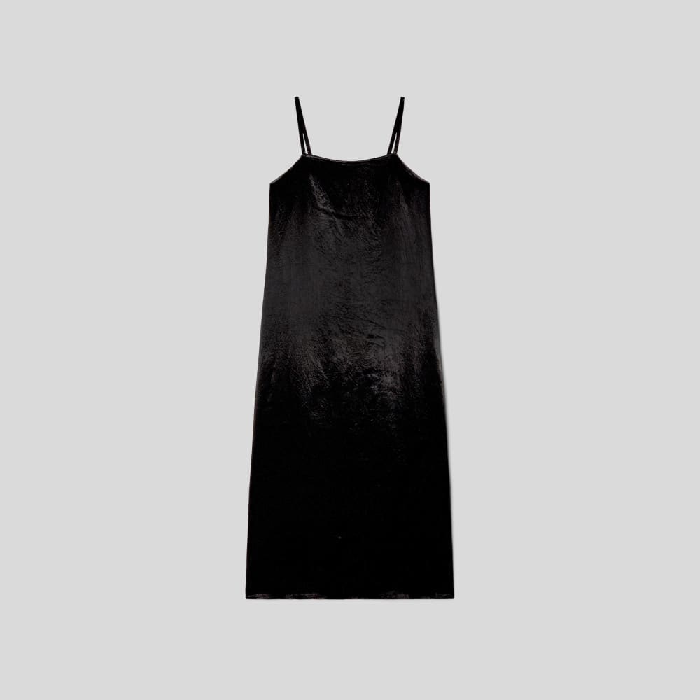 The Satin Square-Neck Slip Dress in Black — alternate view
