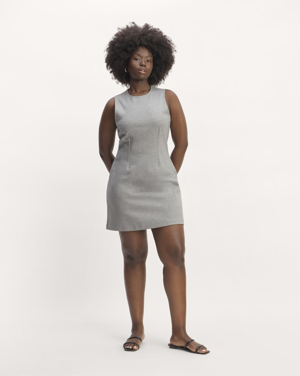 The Dream '90s Shift Dress in Mid Heather Grey — front view