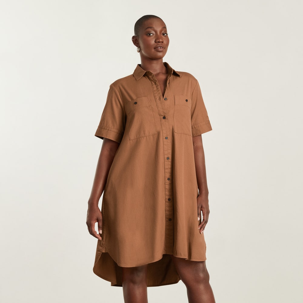 The Daytripper Dress in Tawny Brown — front view