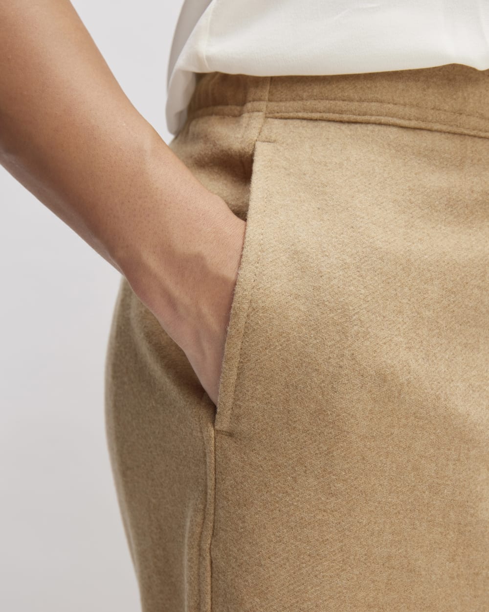 The Wool Flannel Pull-On Pant in Tiger's Eye — detail view