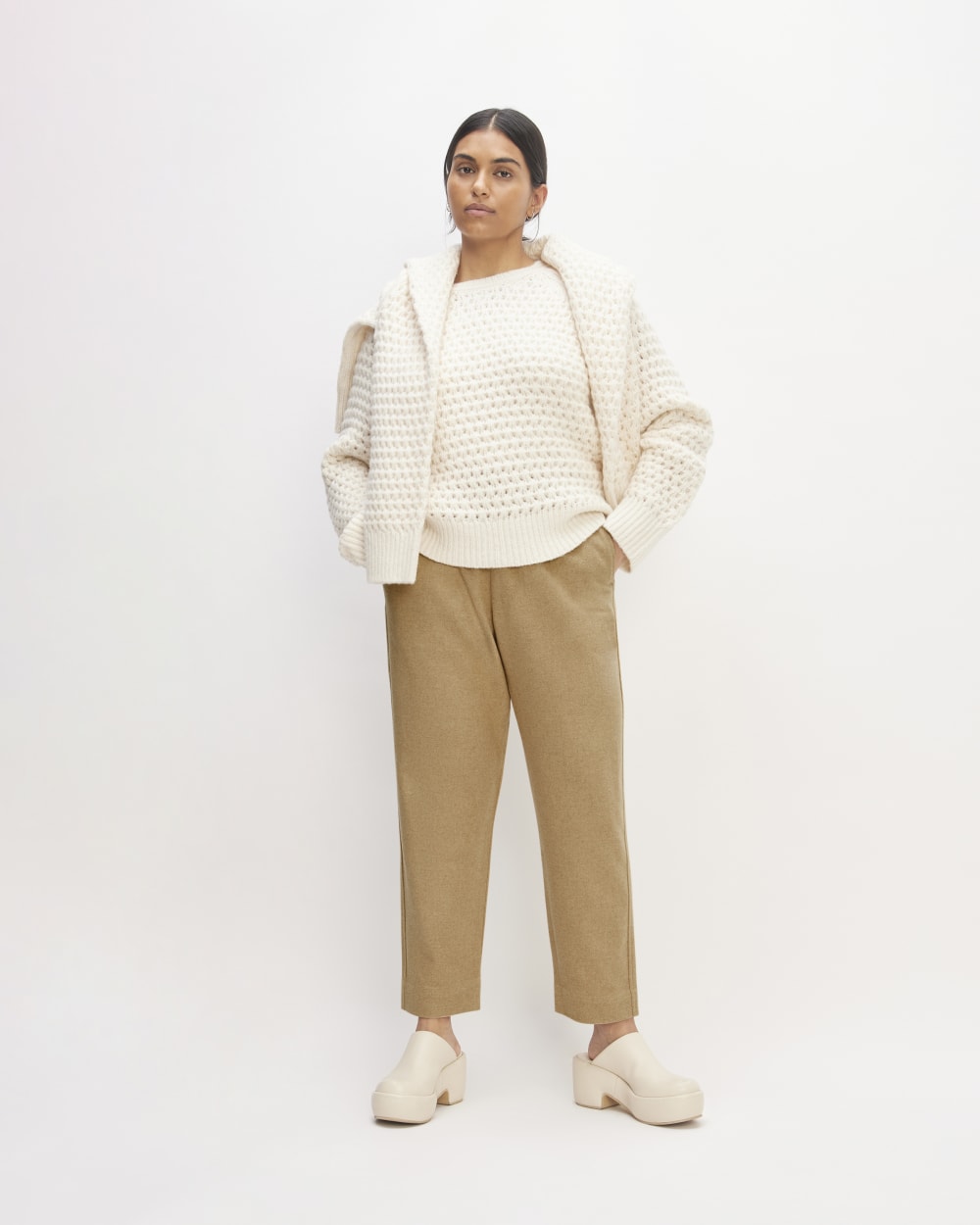 The Wool Flannel Pull-On Pant in Tiger's Eye — front view
