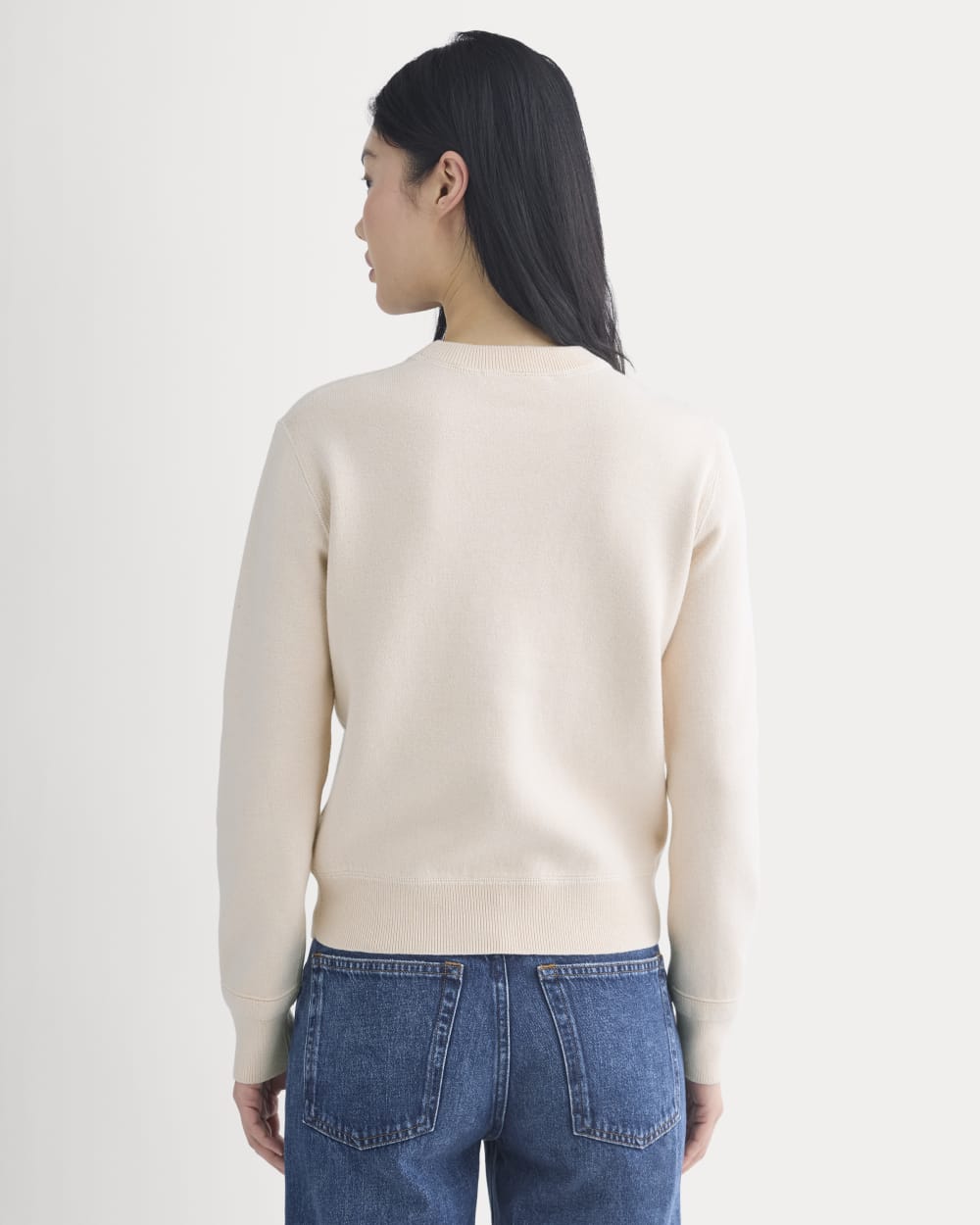Double Knit Crew in Cotton Merino in Bone/Cream/Sand/Light Camel — detail view
