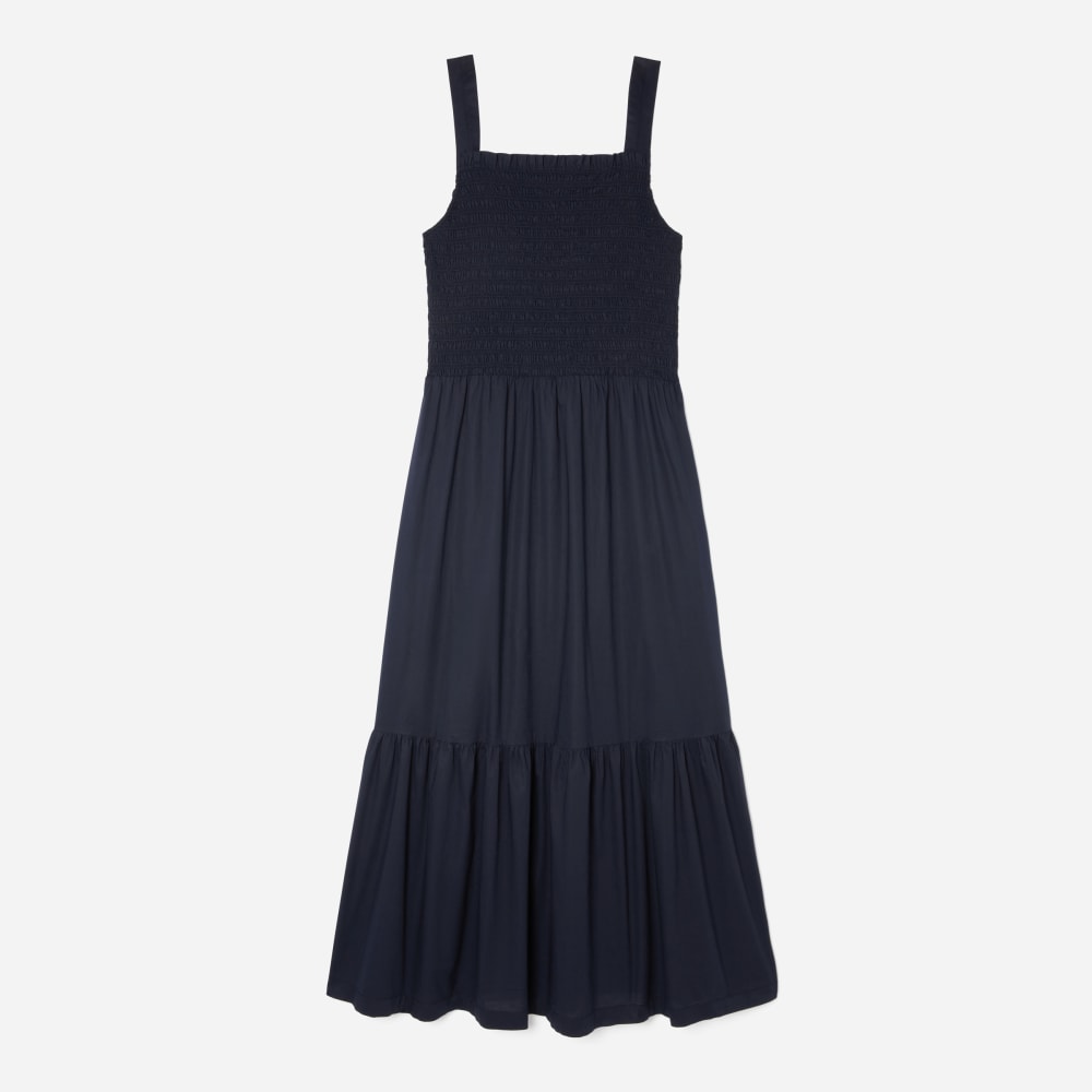 The Smock Dress in Deep Navy — front view