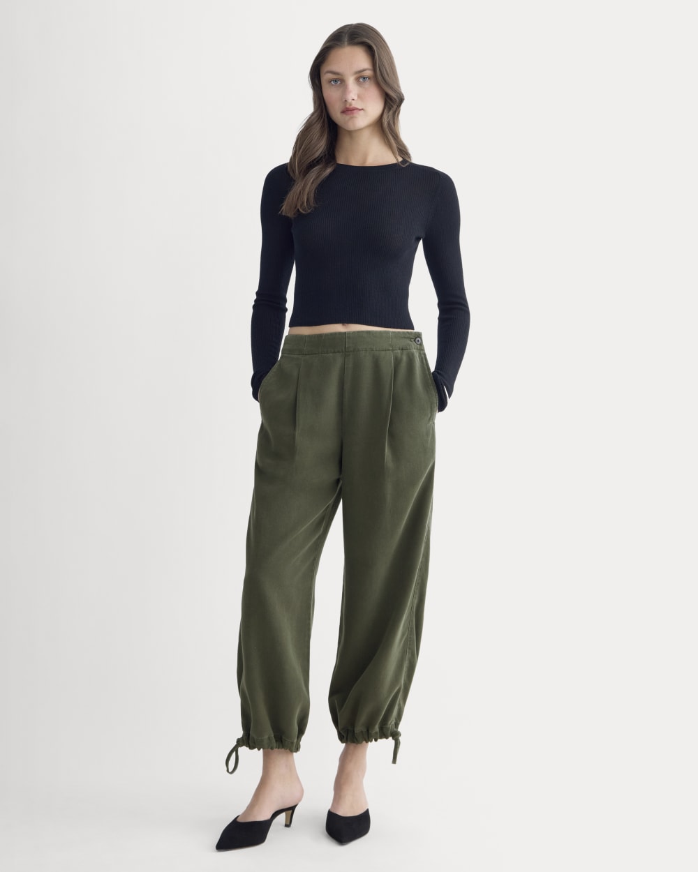 The Chino Jogger in Buttersoft in Dark Forest — front view