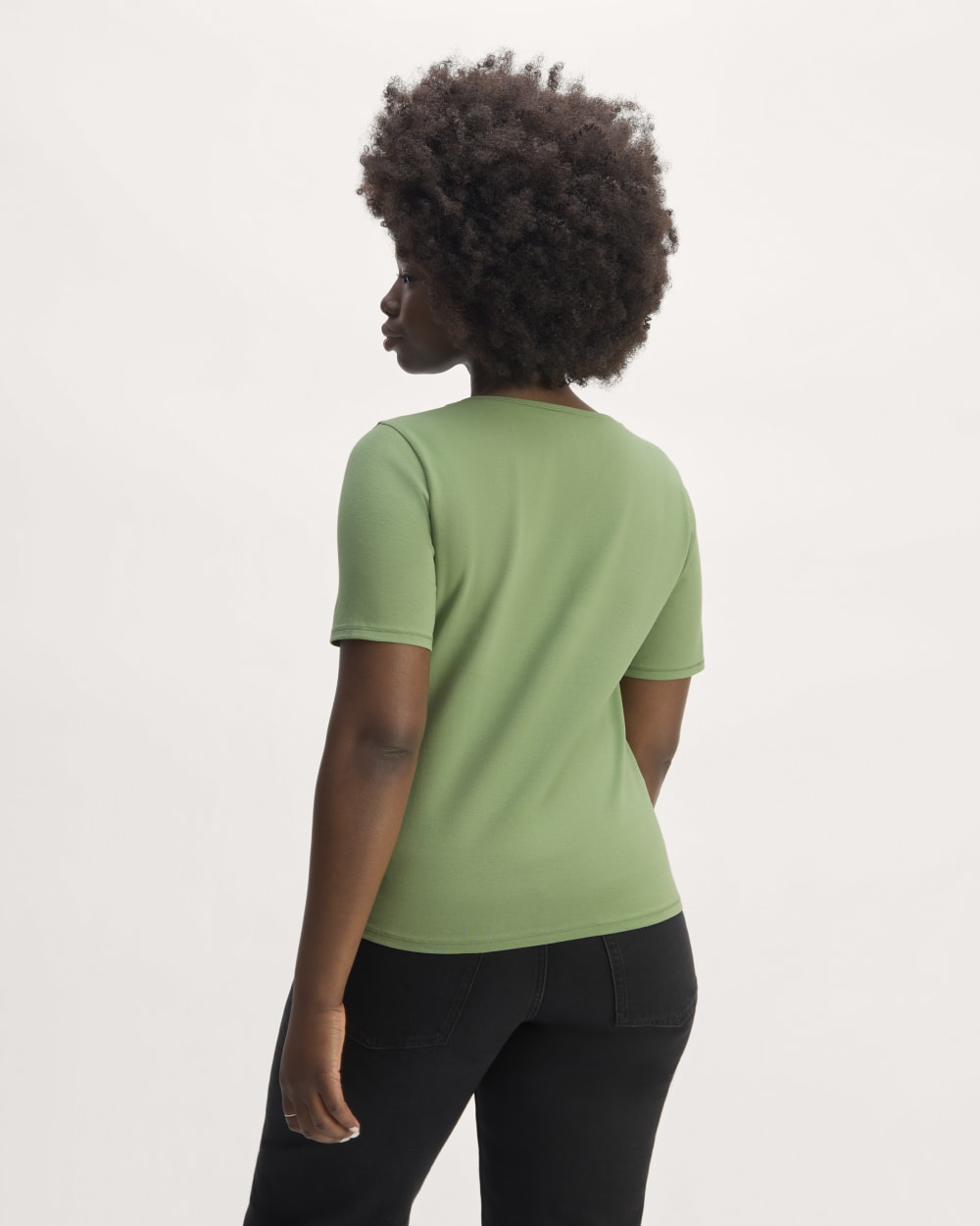 The Form Scoop-Neck Tee in Jade Green — detail view