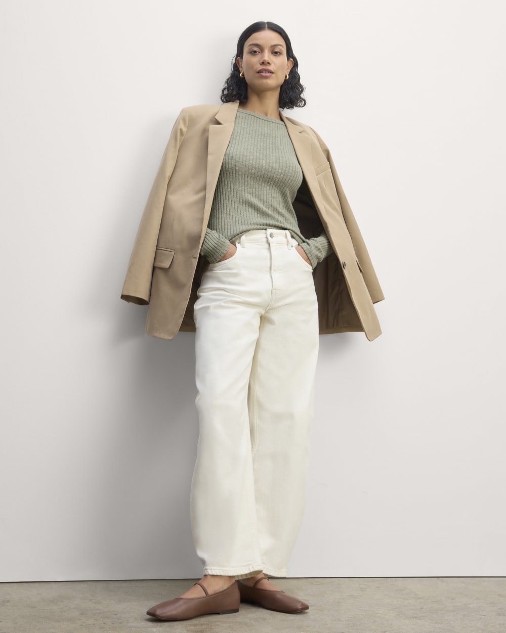 The Cozy Rib Long-Sleeve Tee in Sage Green — detail view