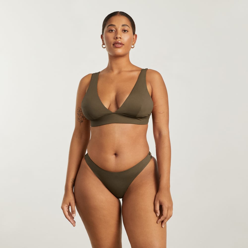The Triangle Bikini Top in Beech — detail view