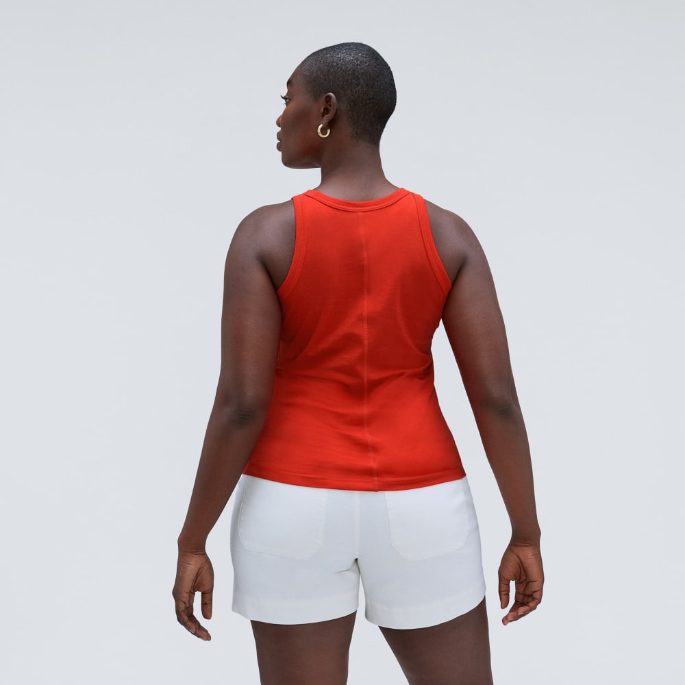 The Tank in Essential Cotton in Red Orange — detail view