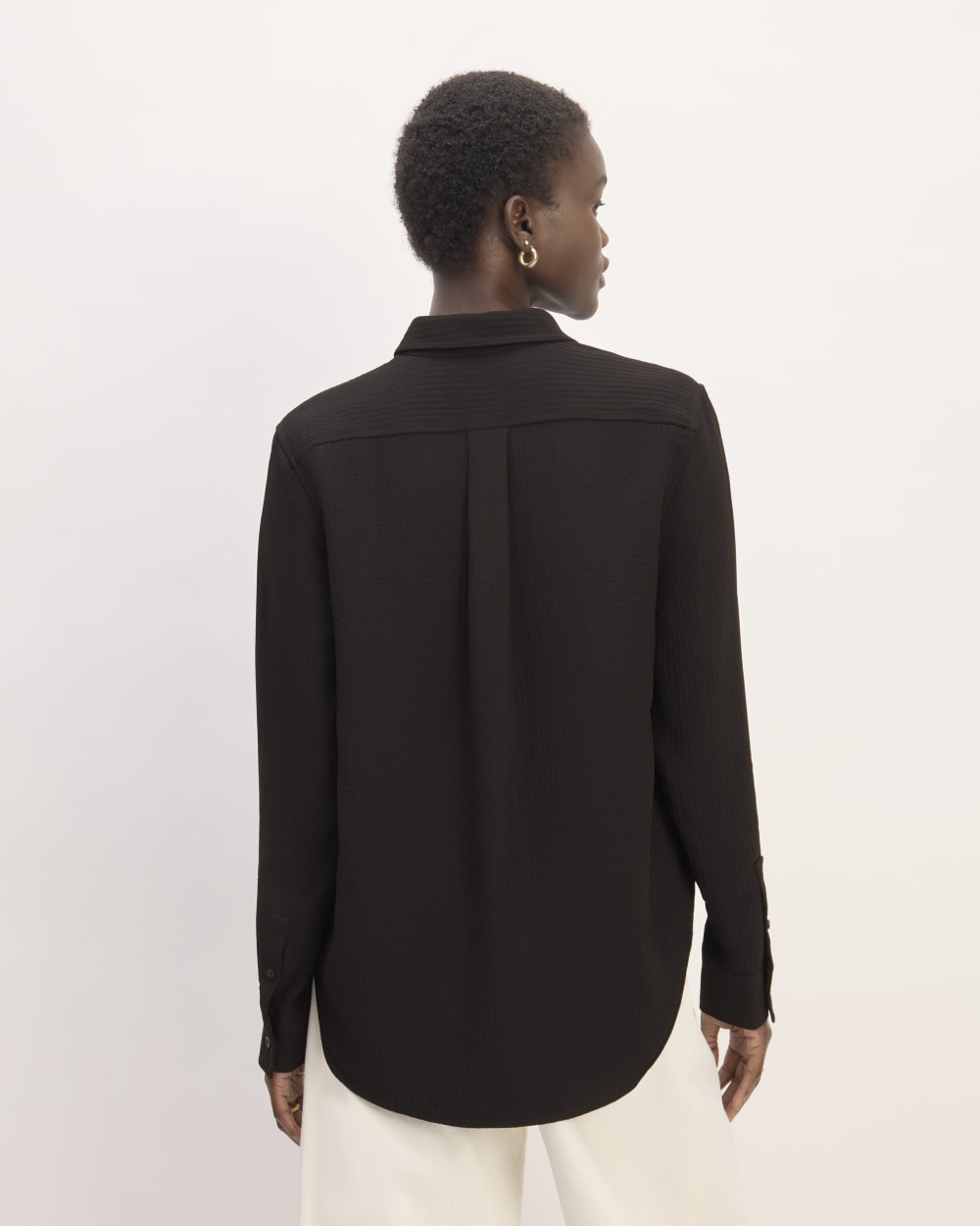 The City Stripe Relaxed Shirt in Black — detail view