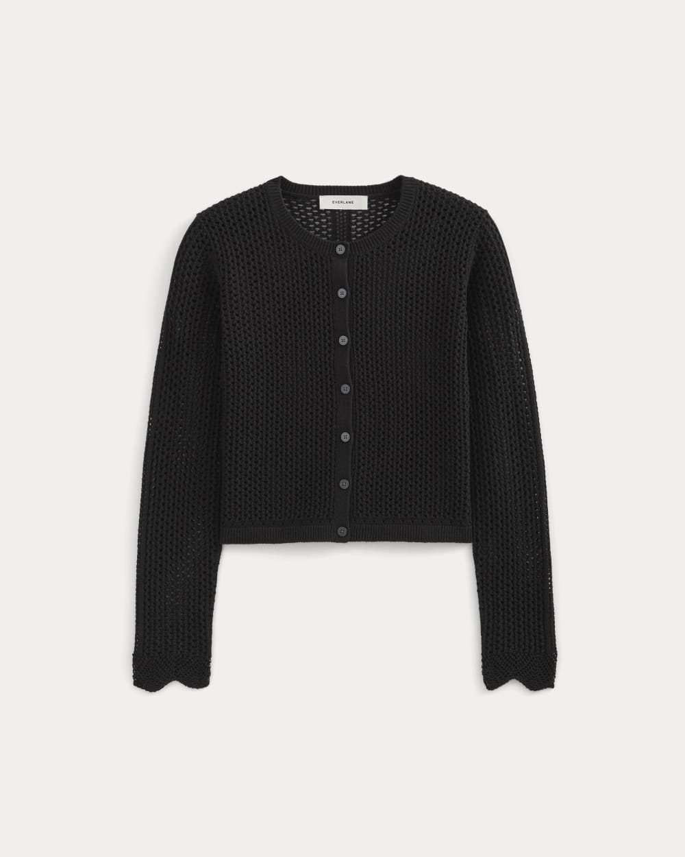 Lace-Knit Cardigan in Black — alternate view