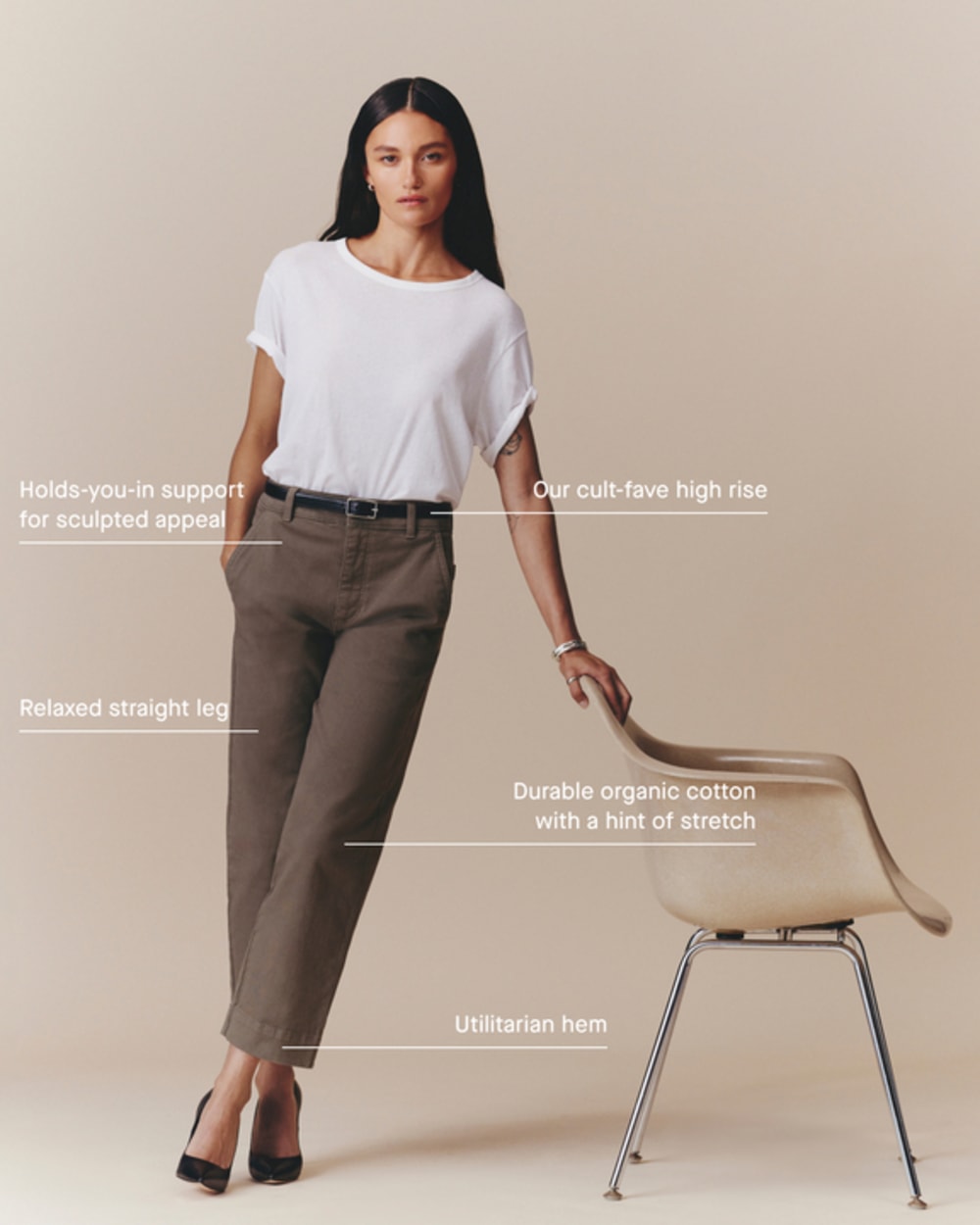 The Utility Straight-Leg Pant in Rosewood — detail view
